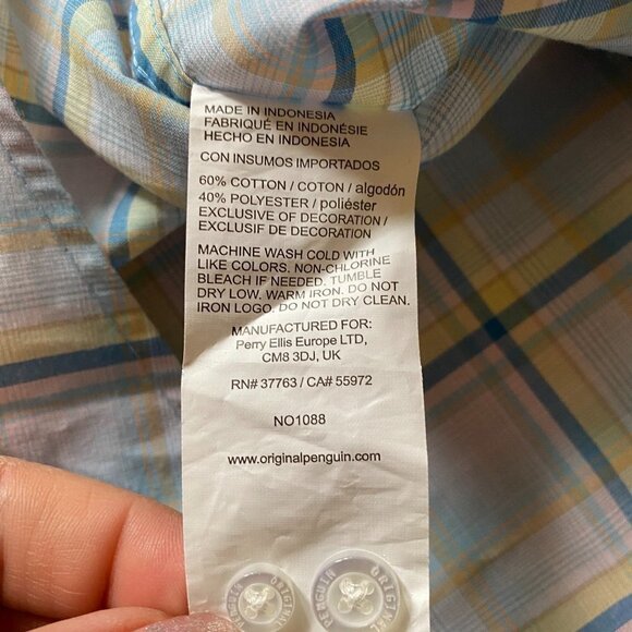 ORIGINAL Penguin Plaid Button Up BNWT XXL Shirt - Picture 8 of 9